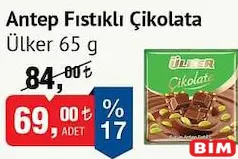 ÜLKER ANTEP FISTIKLI ÇİKOLATA 65 G